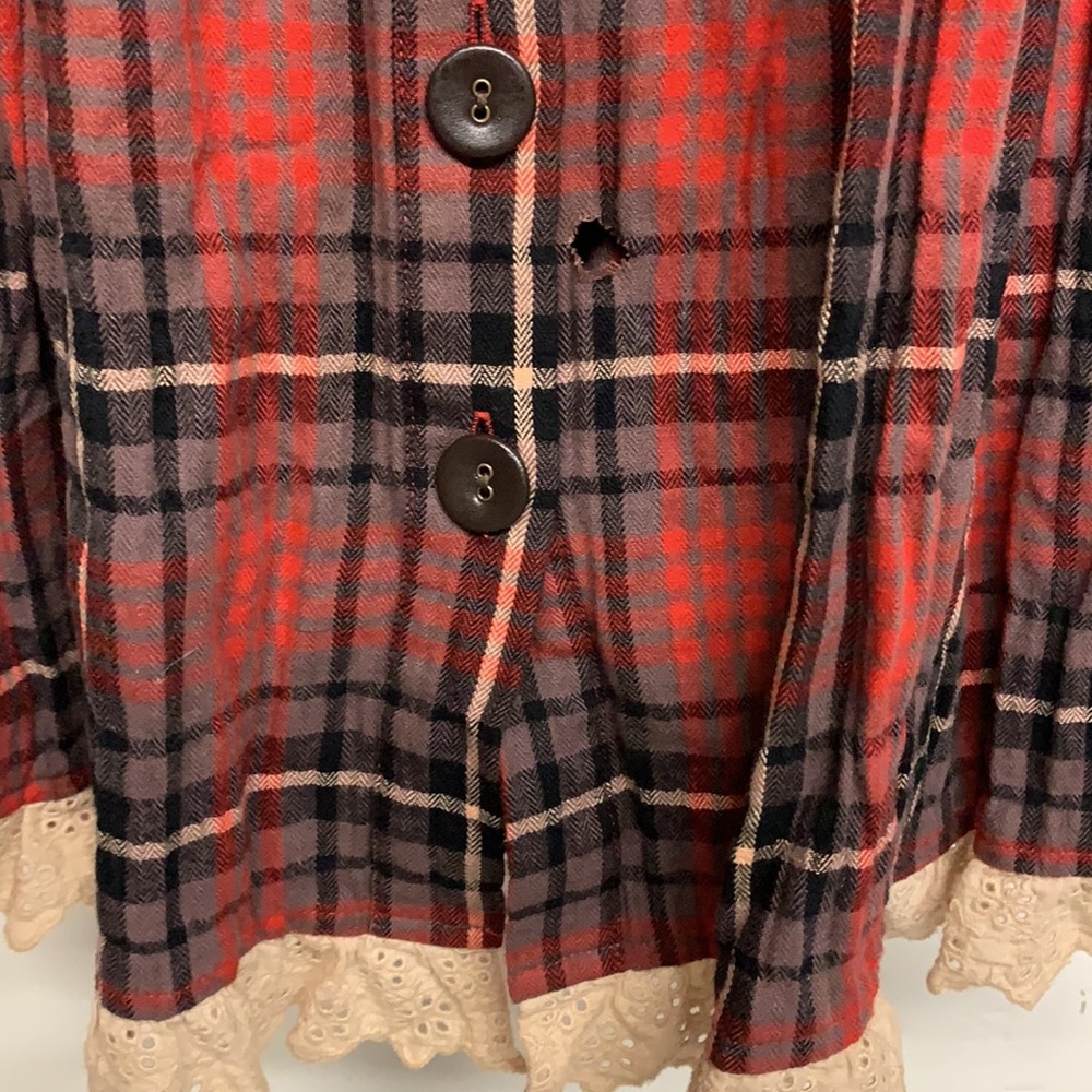 Free People red plaid dress with leather detail size 4 - Picture 4 of 4